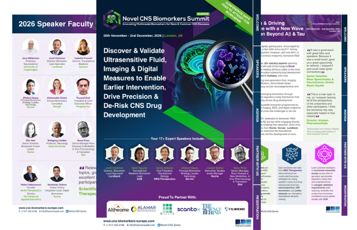 Novel CNS Biomarkers Summit Europe Brochure Cover