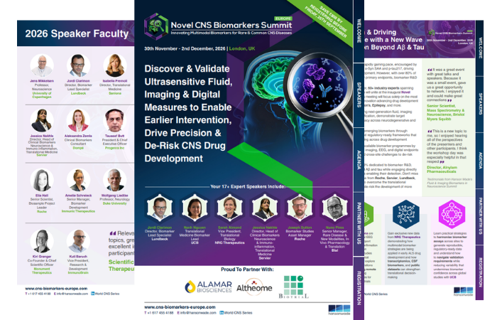 Novel CNS Biomarkers Summit Europe Brochure